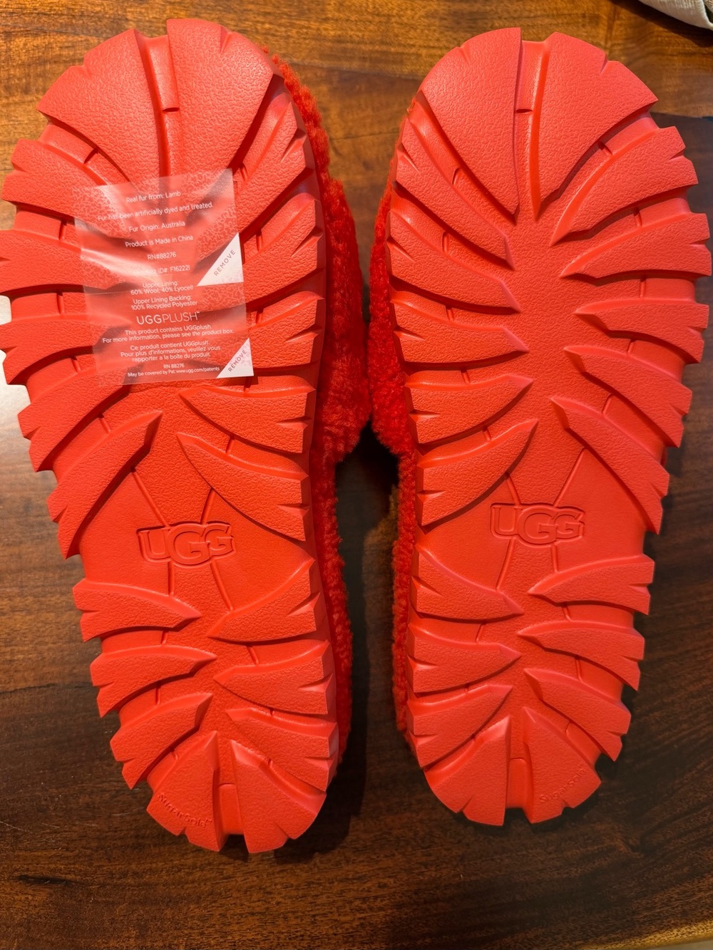 UGG Bright Red Shearling Slide Slippers - Picture 3 of 3